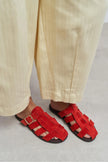 SIENTO RED SUEDE LEATHER WOMEN’S FLAT SLIPPERS