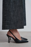 ELARA Black Matte Slingback V-Vamp Pointed-Toe Women’s High-Heel Shoes