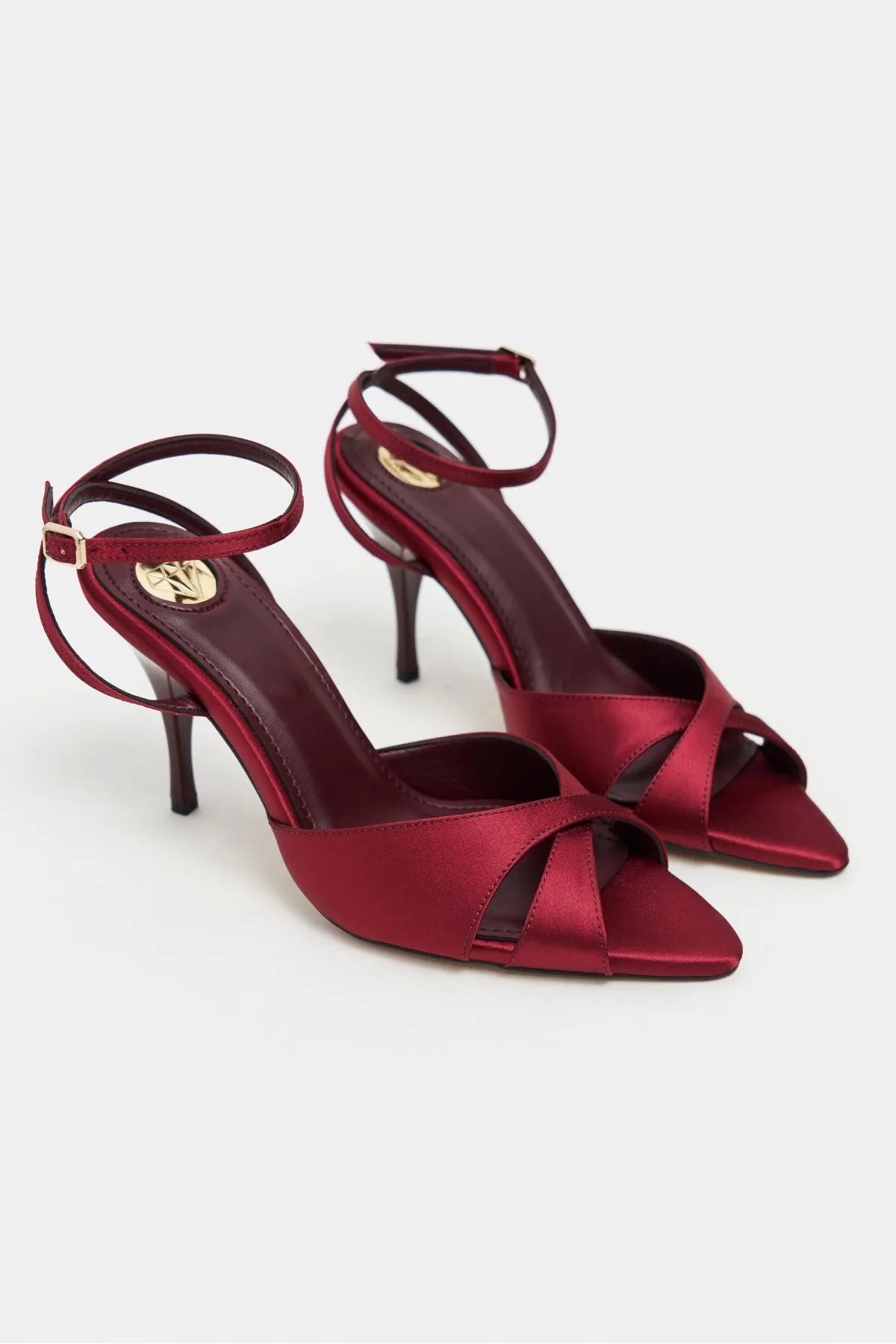 MONICA Burgundy Satin Ankle-Strap Detail Women’s Slim High-Heel Shoes | FOOTWEAR | Heels | Lebbse MONICA Burgundy Satin Ankle-Strap Detail Women’s Slim High-Heel Shoes | FOOTWEAR | Heels | Lebbse