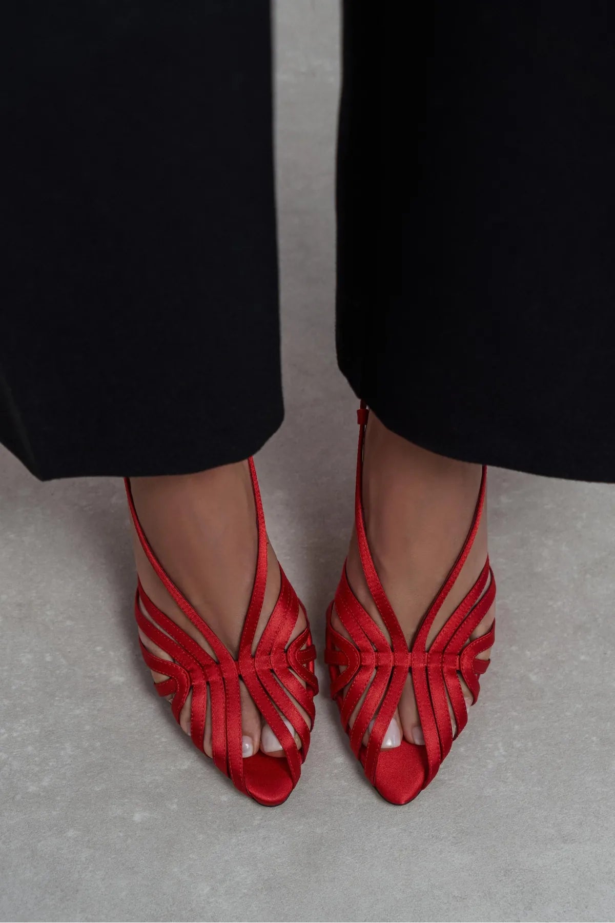 ERYU Red Satin Open Toe Cage Detail Women’s Heeled Mules | FOOTWEAR | Heels | Lebbse ERYU Red Satin Open Toe Cage Detail Women’s Heeled Mules | FOOTWEAR | Heels | Lebbse
