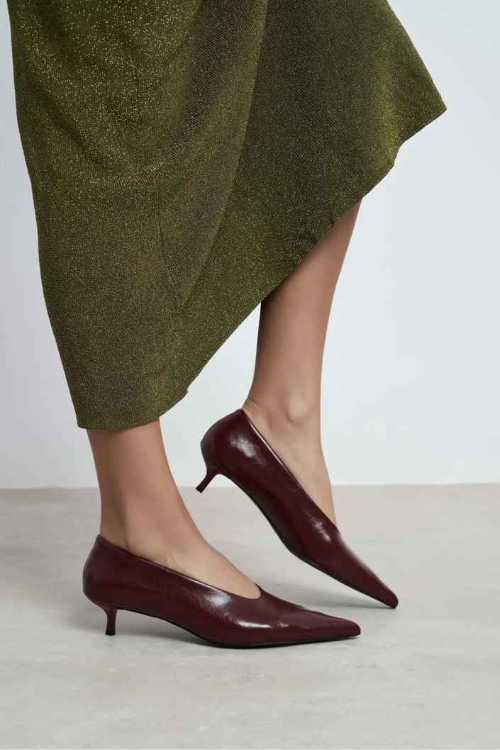 BRICE BURGUNDY RASHEL RUSTIC PATTERNED  FLAT SOLE WOMEN'S BALLERINA