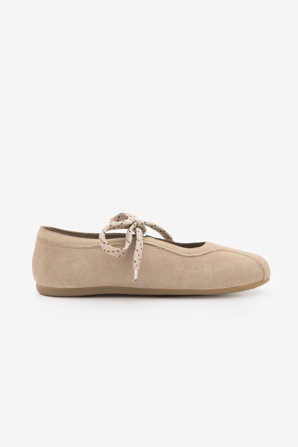 Palivoy Beige Suede Lace-Up Casual Women's Sneaker Flats