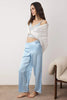Light Blue Plain Lace Satin Weave Pajama Set