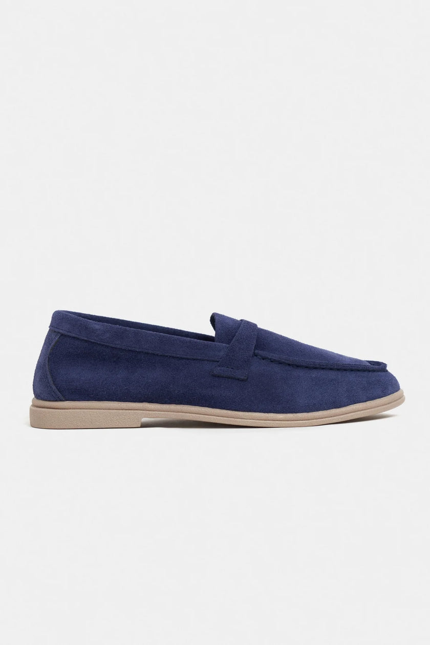 BERY Navy Blue Suede Genuine Leather Women’s Loafer