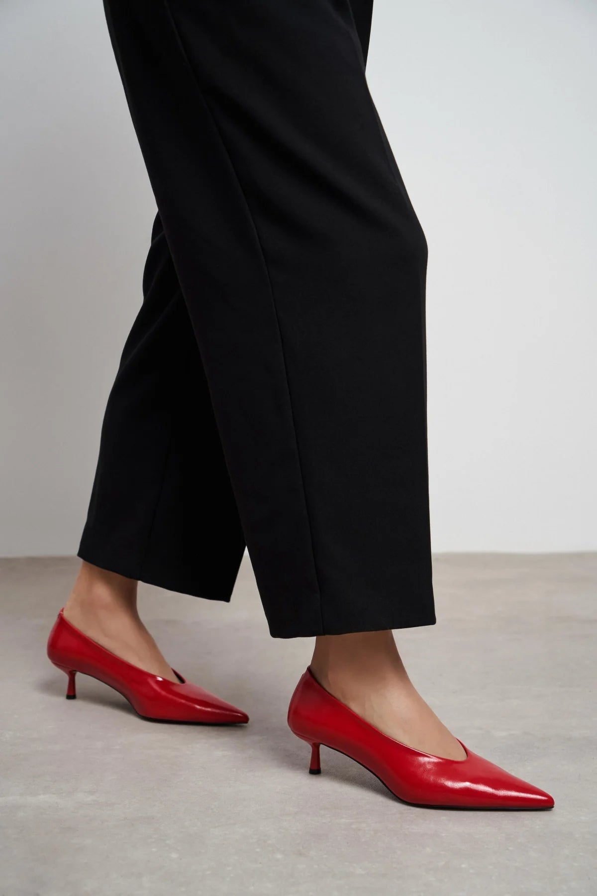 TINKY Red Rustic Pointed Toe Women’s Low Heel Shoes