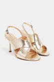 ZOYA Gold Crinkled Cross Strap Women’s Thin Heel Sandals