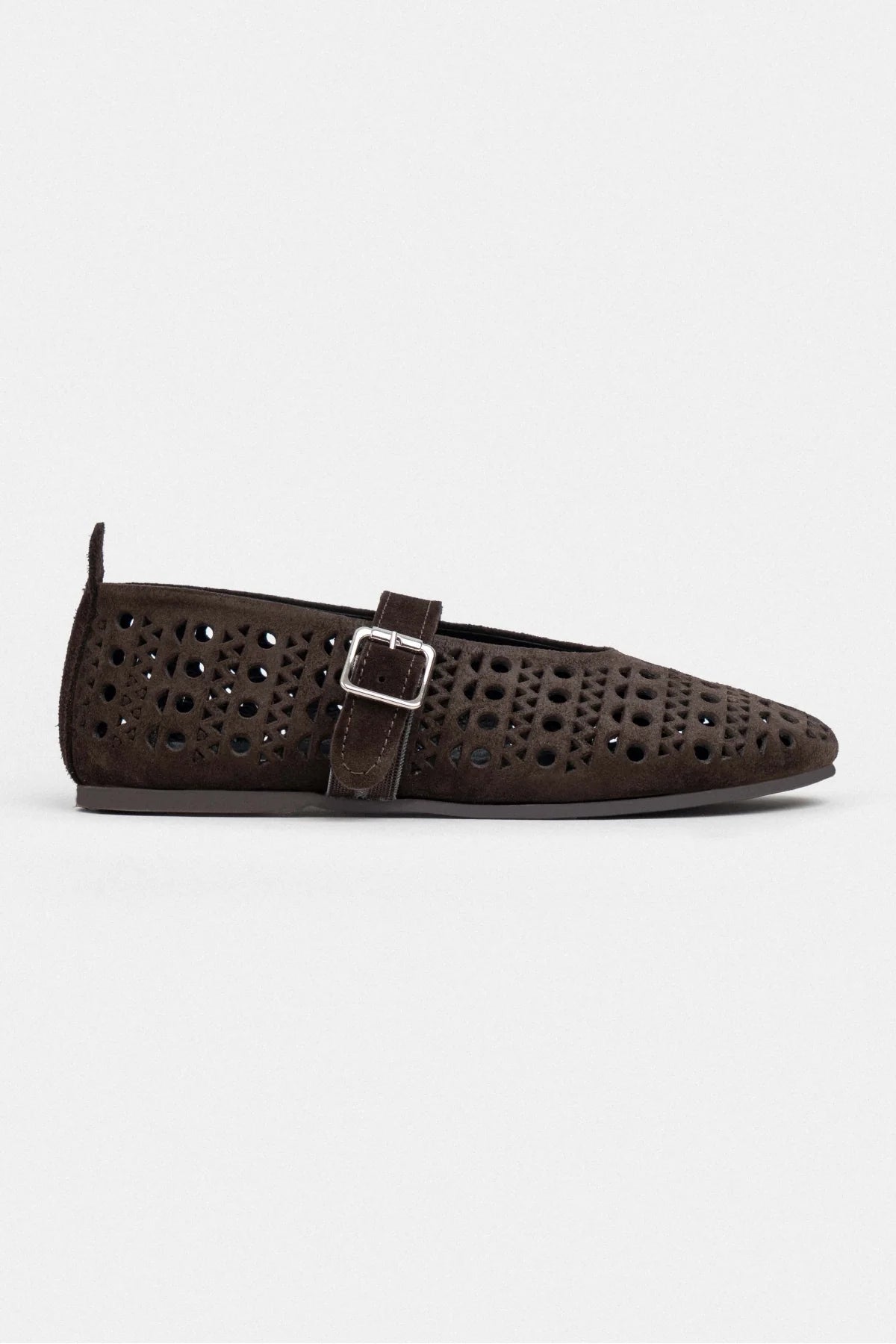 PATTER BROWN SUEDE STUDDED GENUINE LEATHER BUCKLE DETAIL FLAT SOLE BALLERINA | Flats | FOOTWEAR | Loafers PATTER BROWN SUEDE STUDDED GENUINE LEATHER BUCKLE DETAIL FLAT SOLE BALLERINA | Flats | FOOTWEAR | Loafers