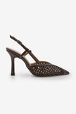 BALESI Brown Handwoven Pointed Toe Stiletto Heels