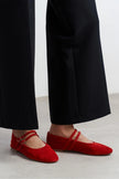 JAMES Red Suede Leather Flat Women's Ballet Flats