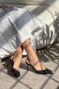 Sara Black Net Bead Detailed Pointed Toe Women's High Heel Shoes