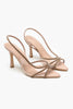 Thistle Beige Matte Transparent Stone Detailed Women's High Heel Shoes