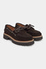 DELMAR BROWN  LACE-UP DETAIL THICK SOLE WOMEN'S LOAFER SHOES