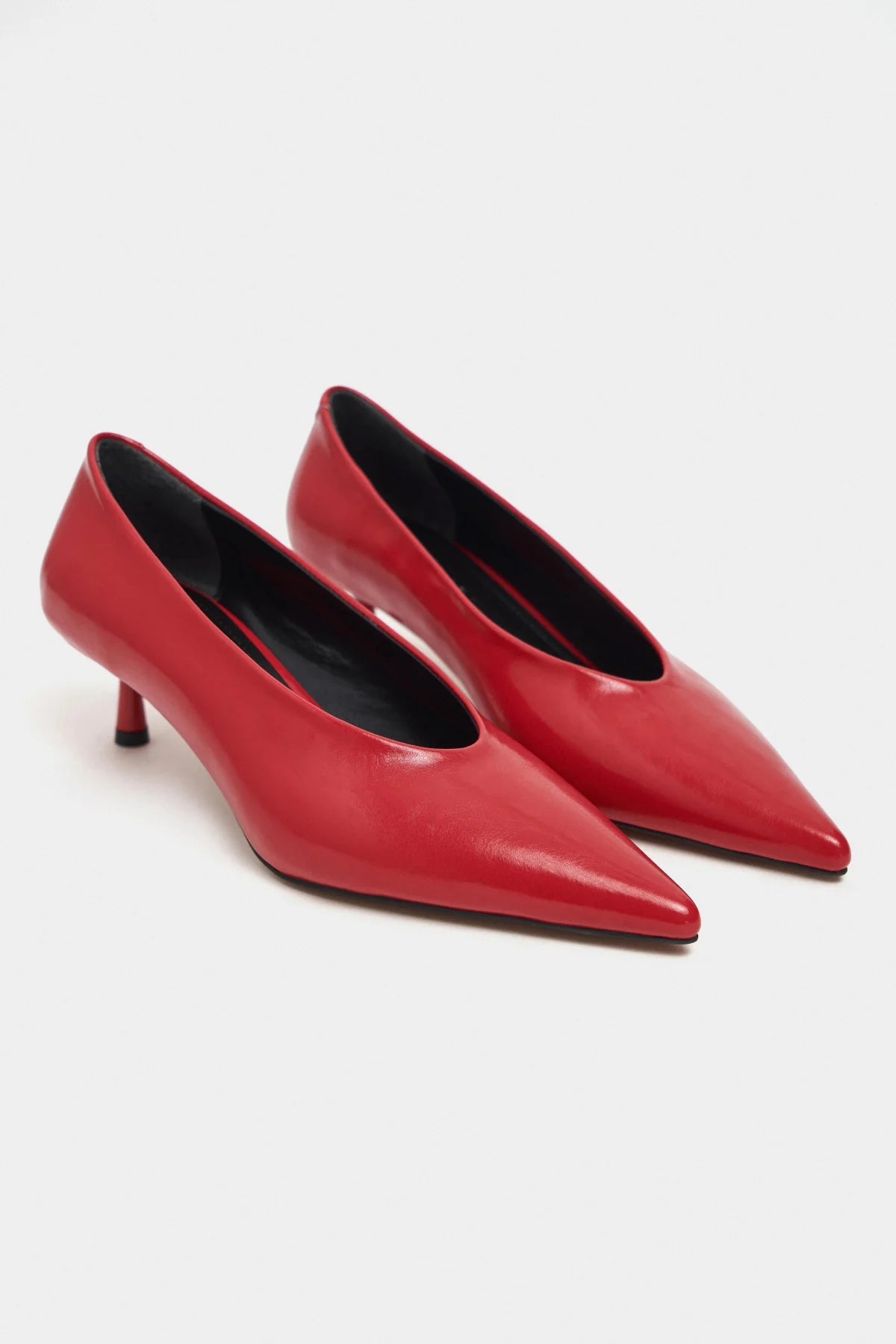 TINKY Red Rustic Pointed Toe Women’s Low Heel Shoes