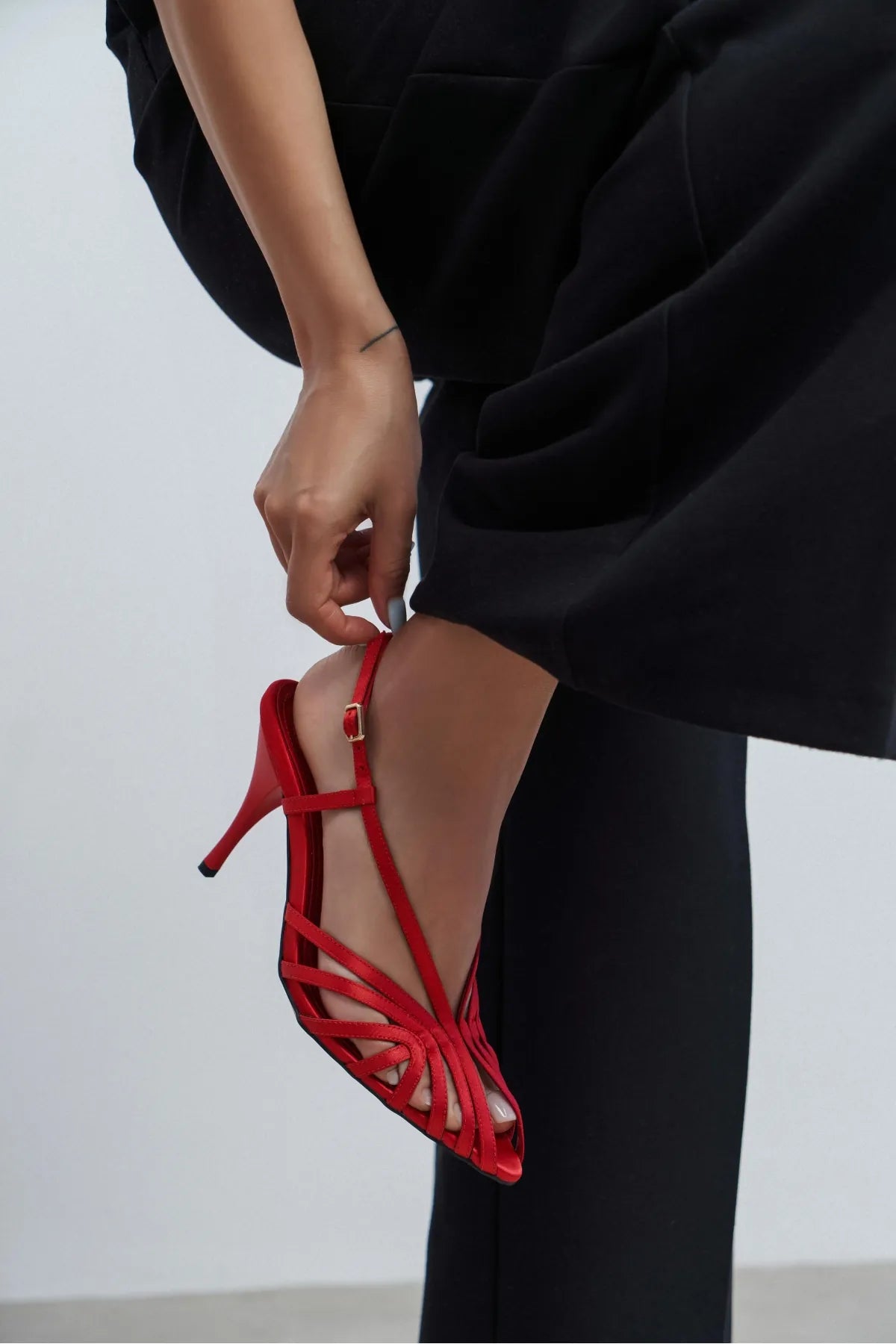 ERYU Red Satin Open Toe Cage Detail Women’s Heeled Mules | FOOTWEAR | Heels | Lebbse ERYU Red Satin Open Toe Cage Detail Women’s Heeled Mules | FOOTWEAR | Heels | Lebbse