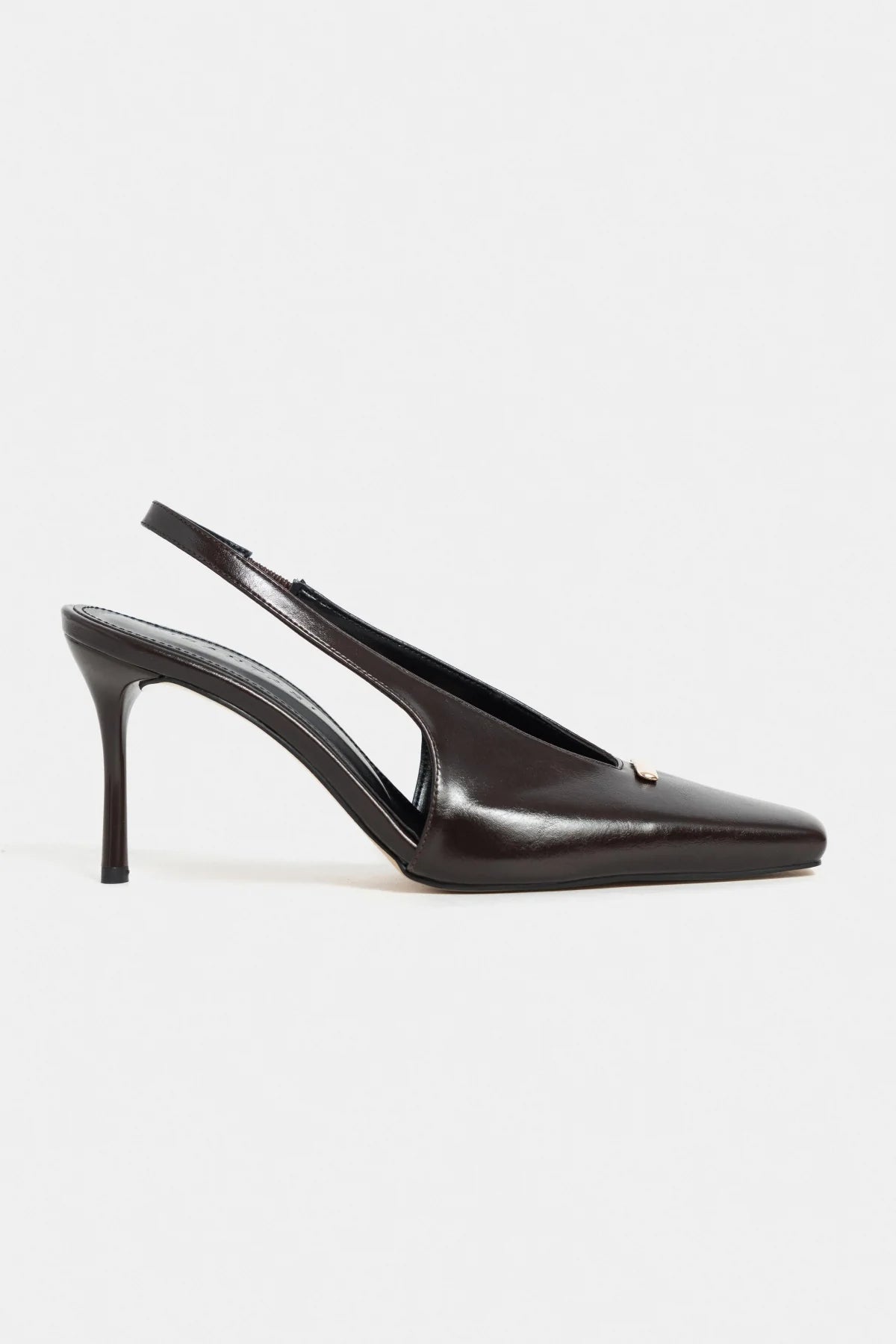 TIGY Coffee Rustic Patterned Closed Toe Back Strap Buckle Detail Women’s Heel Shoes