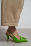 ELARA Green Matte Slingback V-Vamp Pointed Toe Women’s Heels