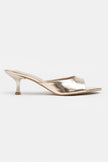 PROMISE Gold Patterned Pointed-Toe Women’s Slim Heel Slipper