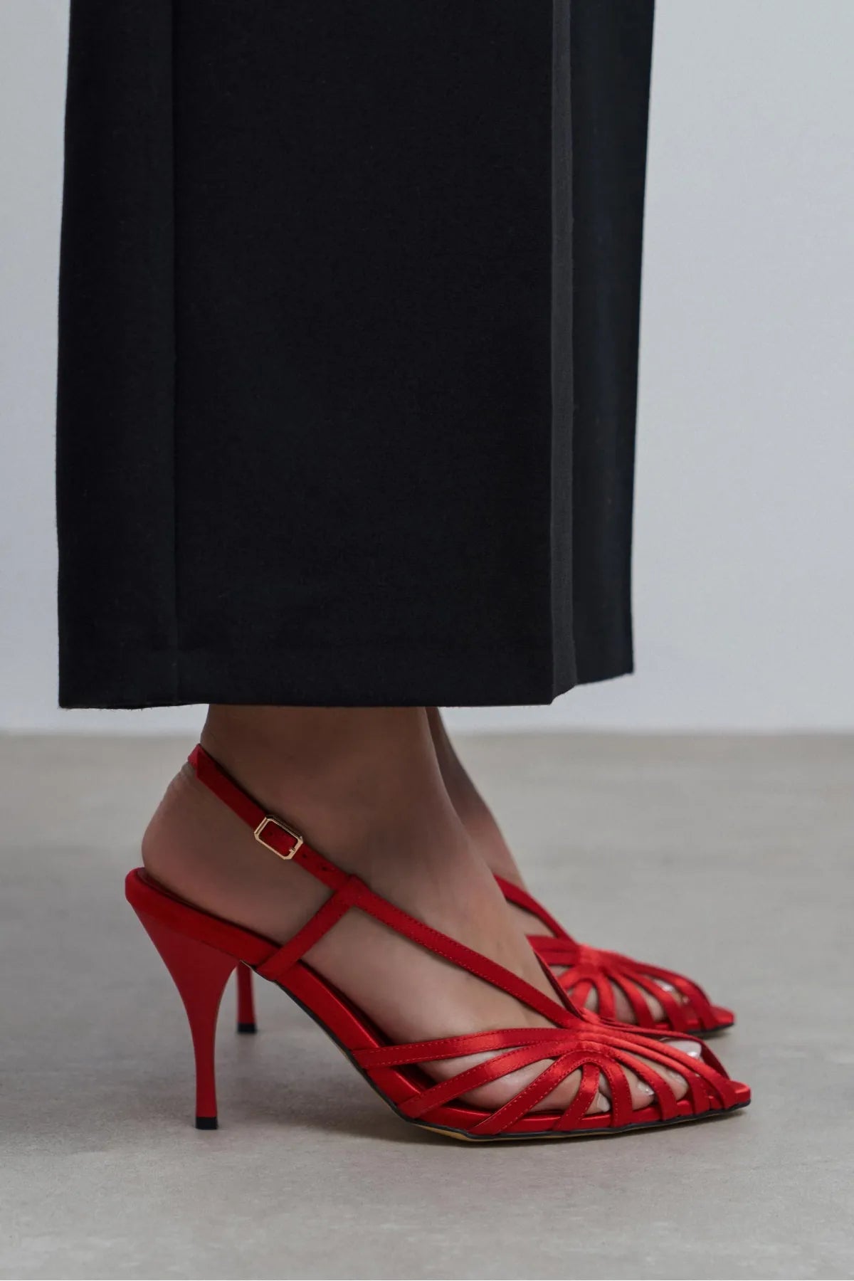 ERYU Red Satin Open Toe Cage Detail Women’s Heeled Mules | FOOTWEAR | Heels | Lebbse ERYU Red Satin Open Toe Cage Detail Women’s Heeled Mules | FOOTWEAR | Heels | Lebbse