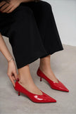 TINKY Red Rustic Pointed Toe Women’s Low Heel Shoes