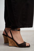 LUBY Coffee Suede Genuine Leather Ankle Tie Women’s Stiletto Heels
