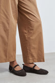 TITI Bitter Brown Suede Leather Studded Buckle Detail Flat Women's Ballet Flats