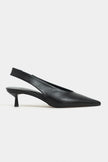 LUNIX Black Matte Pointed Toe Slingback Women’s Thin Heel Shoes