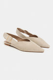BENETO Beige Suede Pointed Toe Belt Detail Women’s Ballet Flats