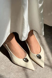 Cartella Beige Patterned Matt Accessory Detailed Women's High Heel Shoes