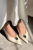 Cartella Beige Patterned Matt Accessory Detailed Women's High Heel Shoes