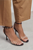 VESPER LEOPARD SATIN TRANSPARENT FRONT HIGH HEEL WOMEN’S SHOES
