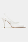 ROXY White Satin Ankle Tie Open Toe Women’s Heels