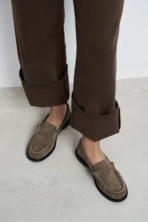 DİNA DARK BEIGE FLAT-SOLE WOMEN'S LOAFER SHOES