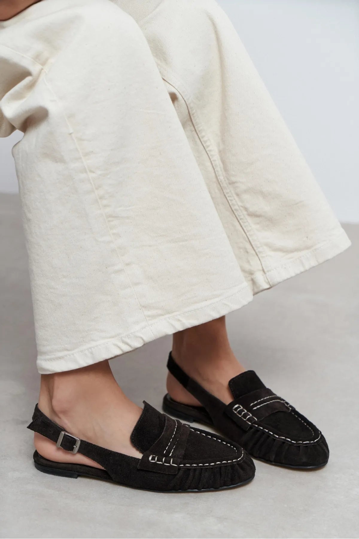 VELVET Bitter Coffee Suede Buckle Detail Women’s Flat Loafer Sandals | FOOTWEAR | Loafers | SANDALET | Lebbse VELVET Bitter Coffee Suede Buckle Detail Women’s Flat Loafer Sandals | FOOTWEAR | Loafers | SANDALET | Lebbse