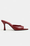 FENRIR RED RUSTIC PATTERN SQUARE-TOE HIGH HEEL WOMEN’S SLIPPERS