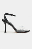 VESPER BLACK PATENT TRANSPARENT FRONT HIGH HEEL WOMEN’S SHOES