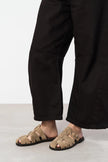 HONEY ROME BEIGE GENUINE SUEDE BUCKLE DETAIL WOMEN’S FLAT SLIPPERS