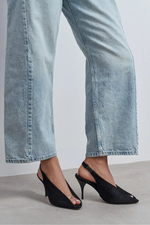LALA Black Suede Transparent Detail Pointed Toe Women’s Heels