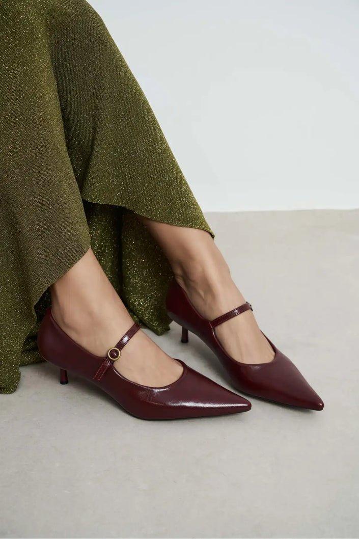 JADON MAROON RASHEL RUSTIC PATTERNED POINTED WOMEN'S SHOES