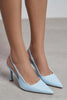 ELARA Baby Blue Matte Slingback V-Vamp Pointed Toe Women’s Heels
