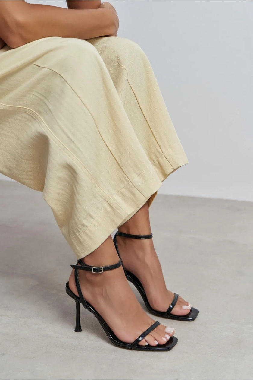 TAKI BLACK PATENT ANKLE STRAP DETAIL HIGH HEEL WOMEN’S SHOES