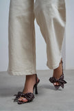 LOREA Brown Polka Dot Satin Bow Detail Women’s Heels