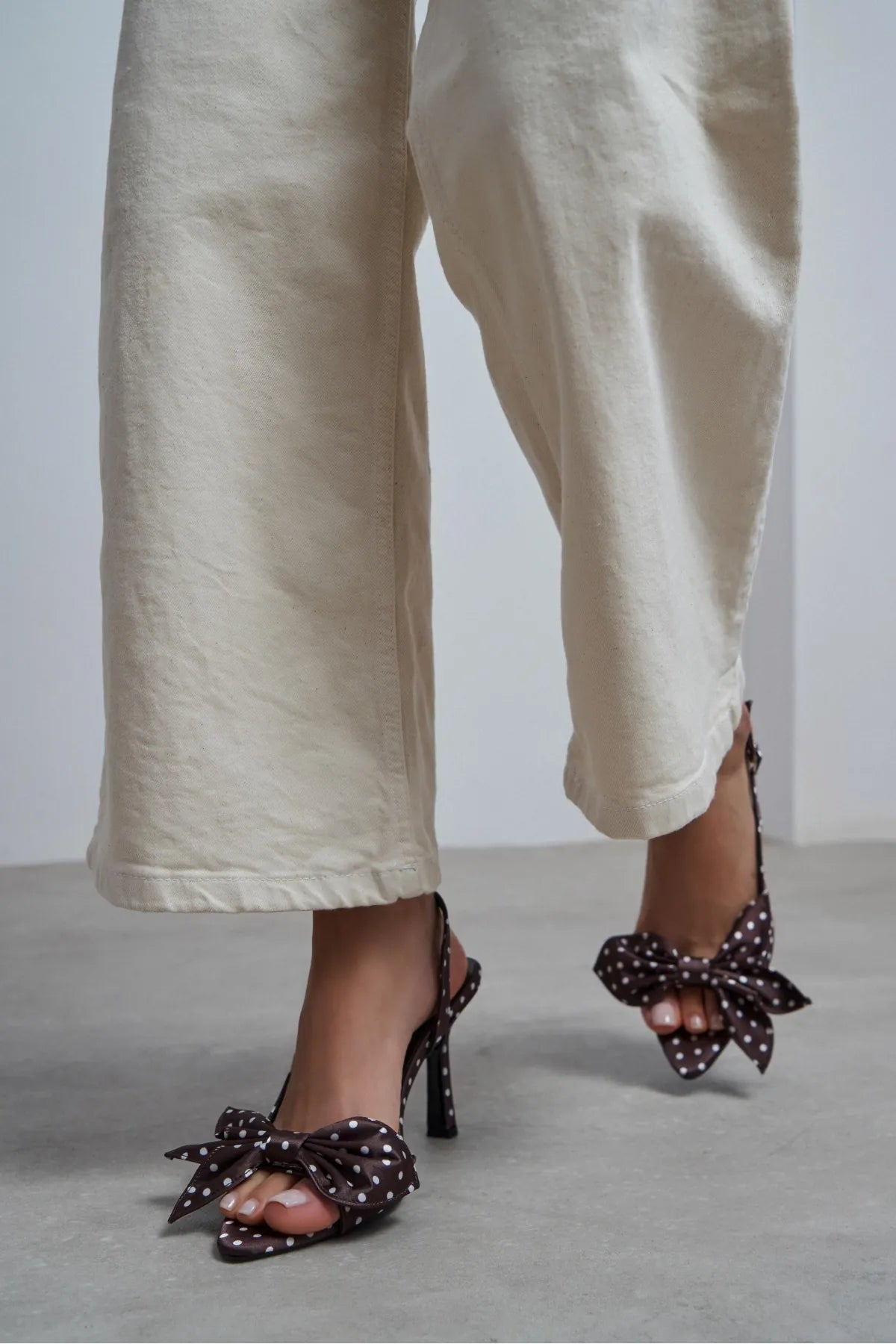 LOREA Brown Polka Dot Satin Bow Detail Women’s Heels | FOOTWEAR | Heels | Lebbse LOREA Brown Polka Dot Satin Bow Detail Women’s Heels | FOOTWEAR | Heels | Lebbse
