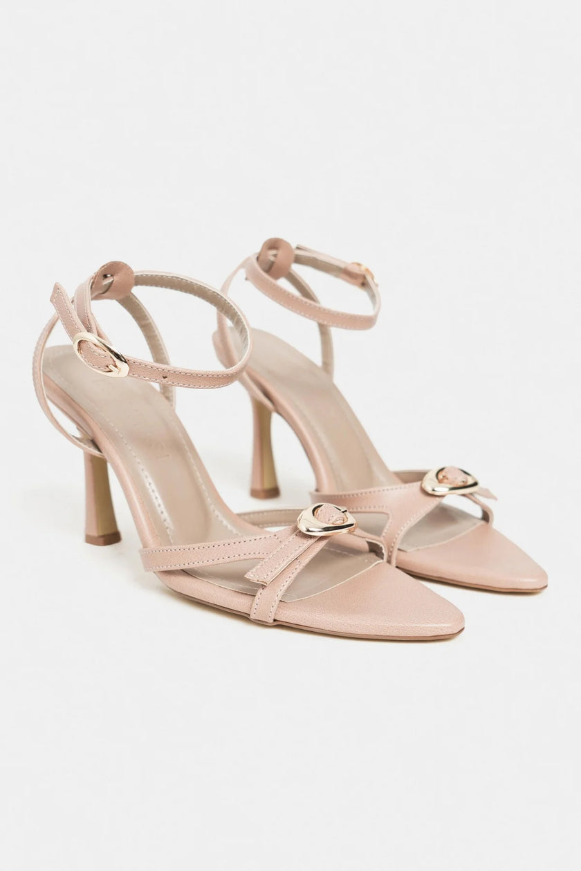 TAJ Ten Matte Buckle Detail Ankle Strap Heeled Sandals