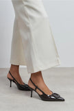 NEREID BROWN PATENT ACCESSORY DETAIL POINTED-TOE SLINGBACK HEEL