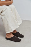 PALYA BITTER BROWN SUEDE STUDDED GENUINE LEATHER WOMEN’S FLAT SLIPPERS