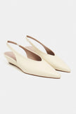 NINO Butter Yellow Matte Pointed Toe Back Strap Women’s Wedge Heel Shoes