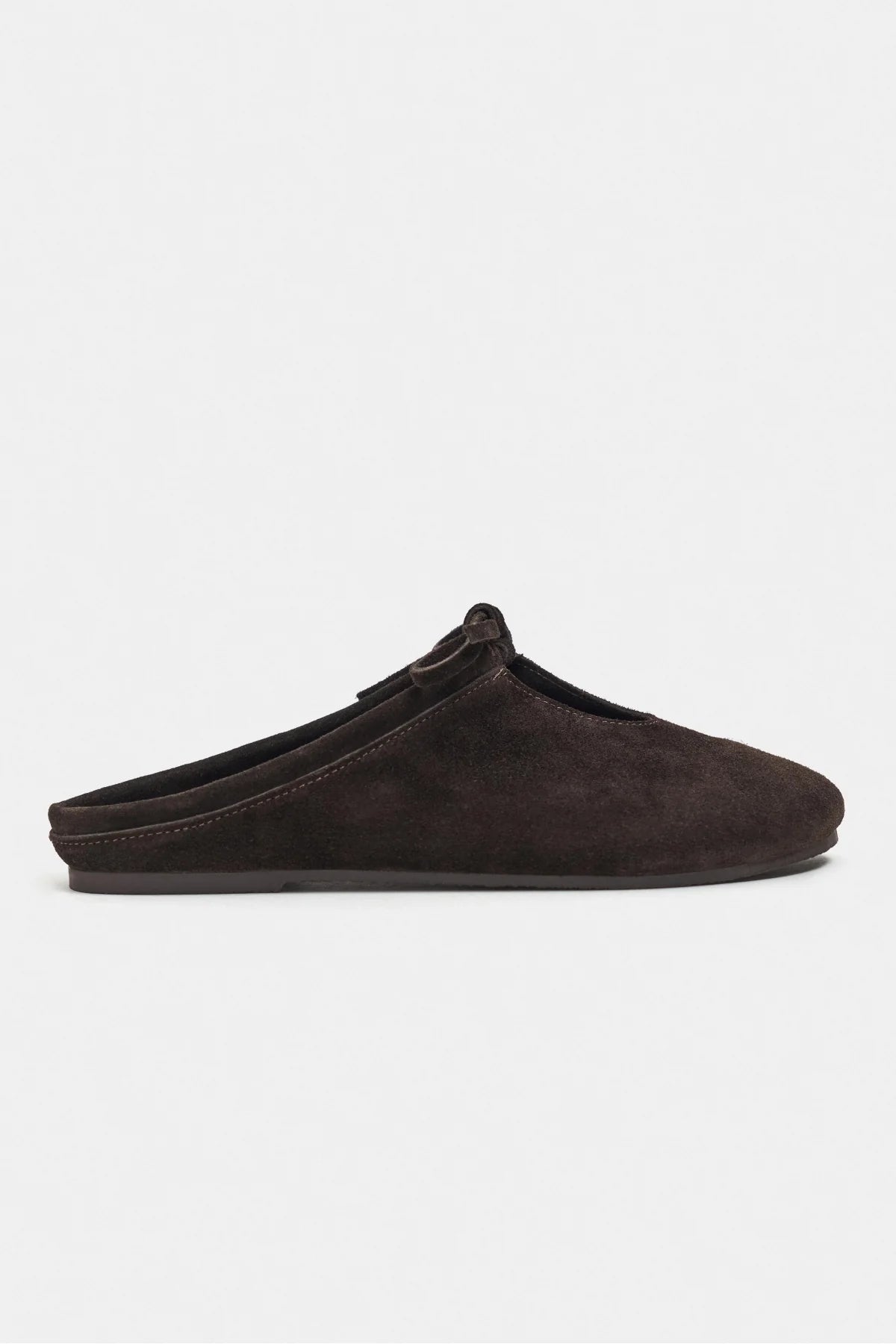 AREM Brown Genuine Suede Leather Bow Detail Flat Women’s Slippers