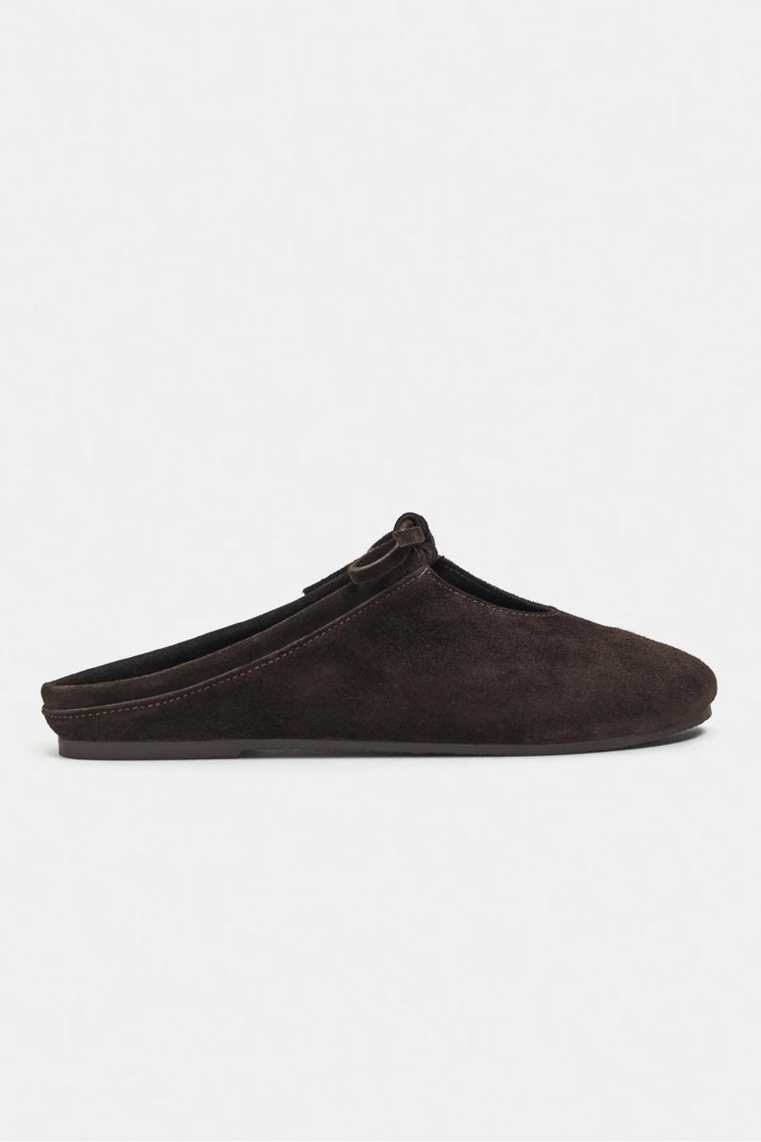 AREM Brown Genuine Suede Leather Bow Detail Flat Women’s Slippers