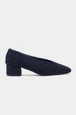 SAMIA Navy Blue Genuine Suede Leather Block Heel Flats – 4 cm