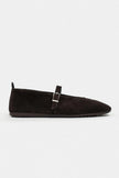 MERA Coffee Suede Buckle Detail Genuine Leather Flat Women’s Ballet Flats